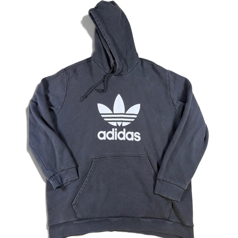 Adidas Originals Mens Trefoil Hoodie Black Pullover Sweatshirt DT7964 2XL